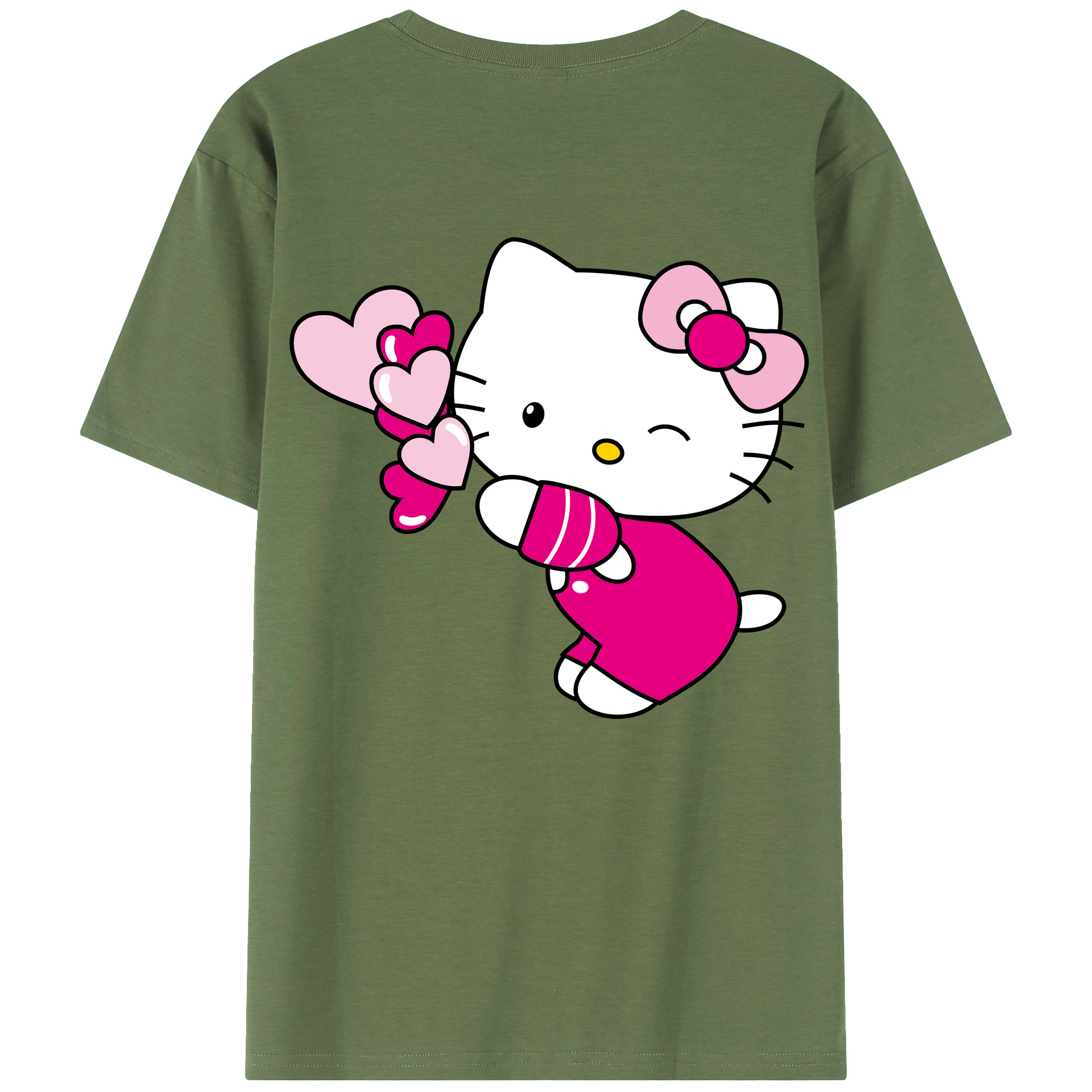 （画像用） Hello Kitty ハローキティ 綿100％ メンズ半袖Tシャツ（バックプリント） 通気性
